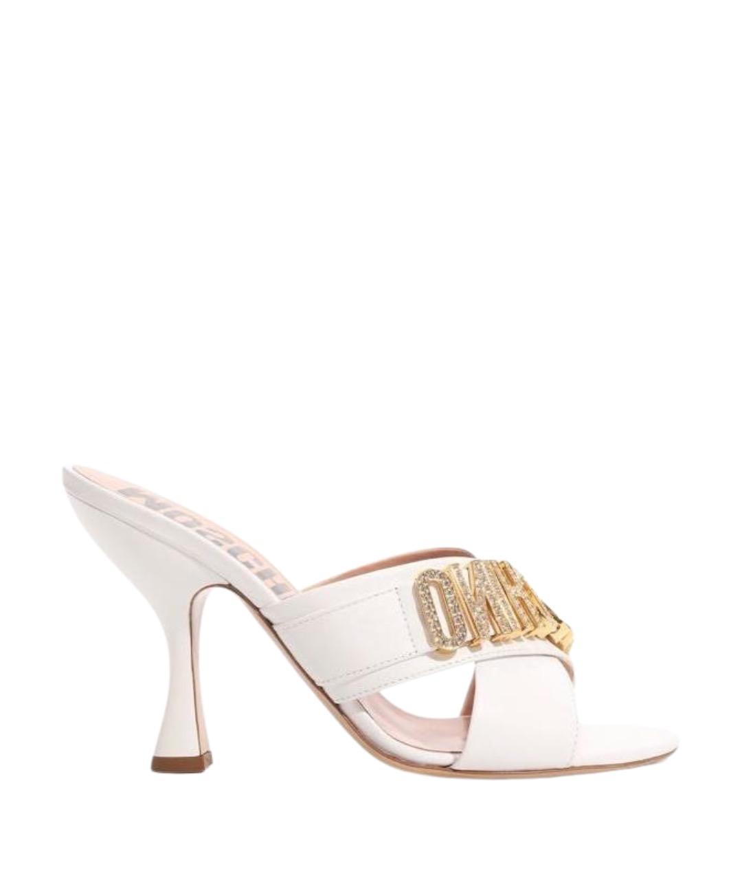 MOSCHINO Белые кожаные мюли, фото 1