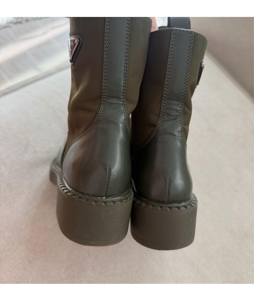 PRADA Хаки кожаные ботинки, фото 4