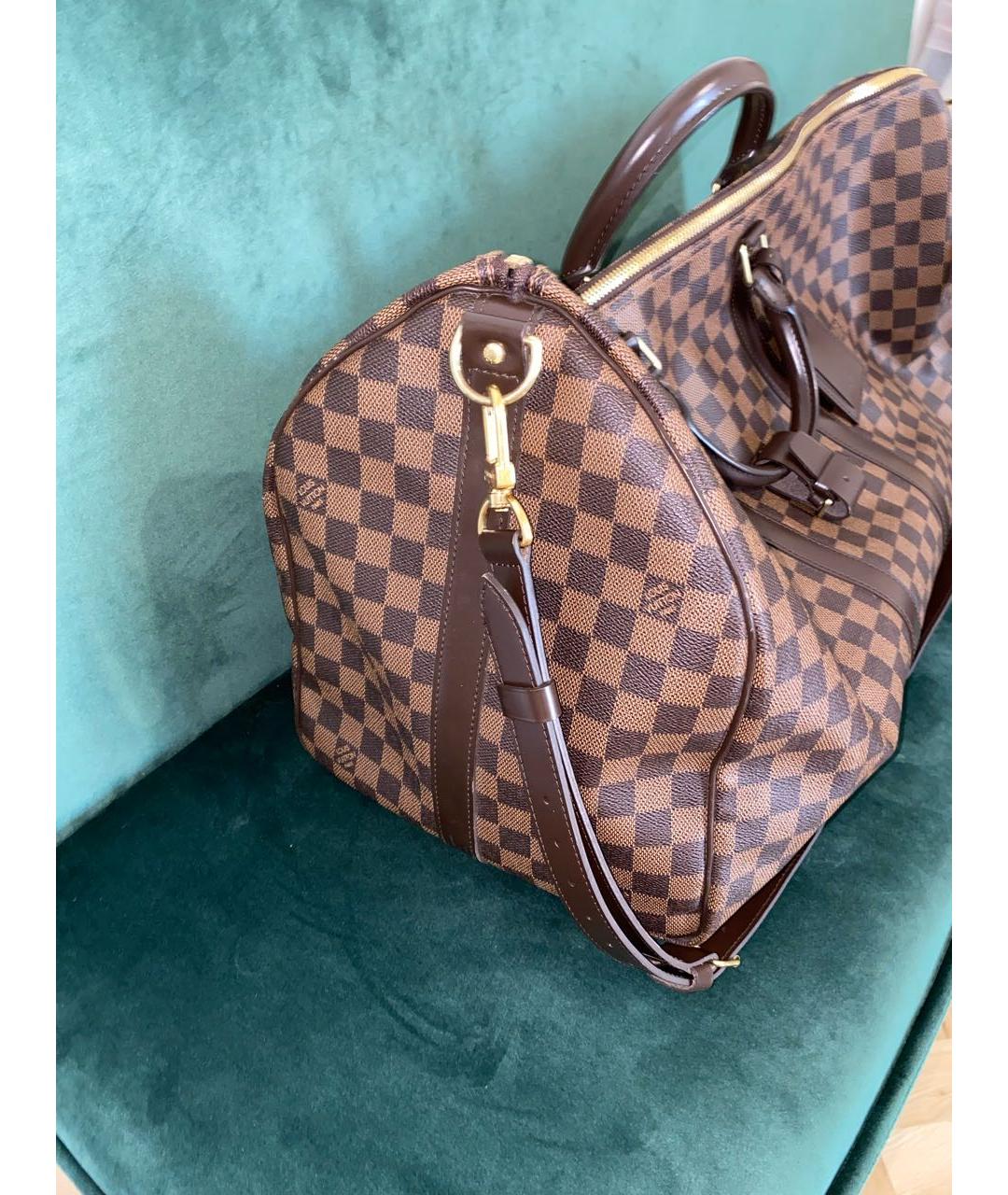 LOUIS VUITTON Коричневая канва дорожная/спортивная сумка, фото 6