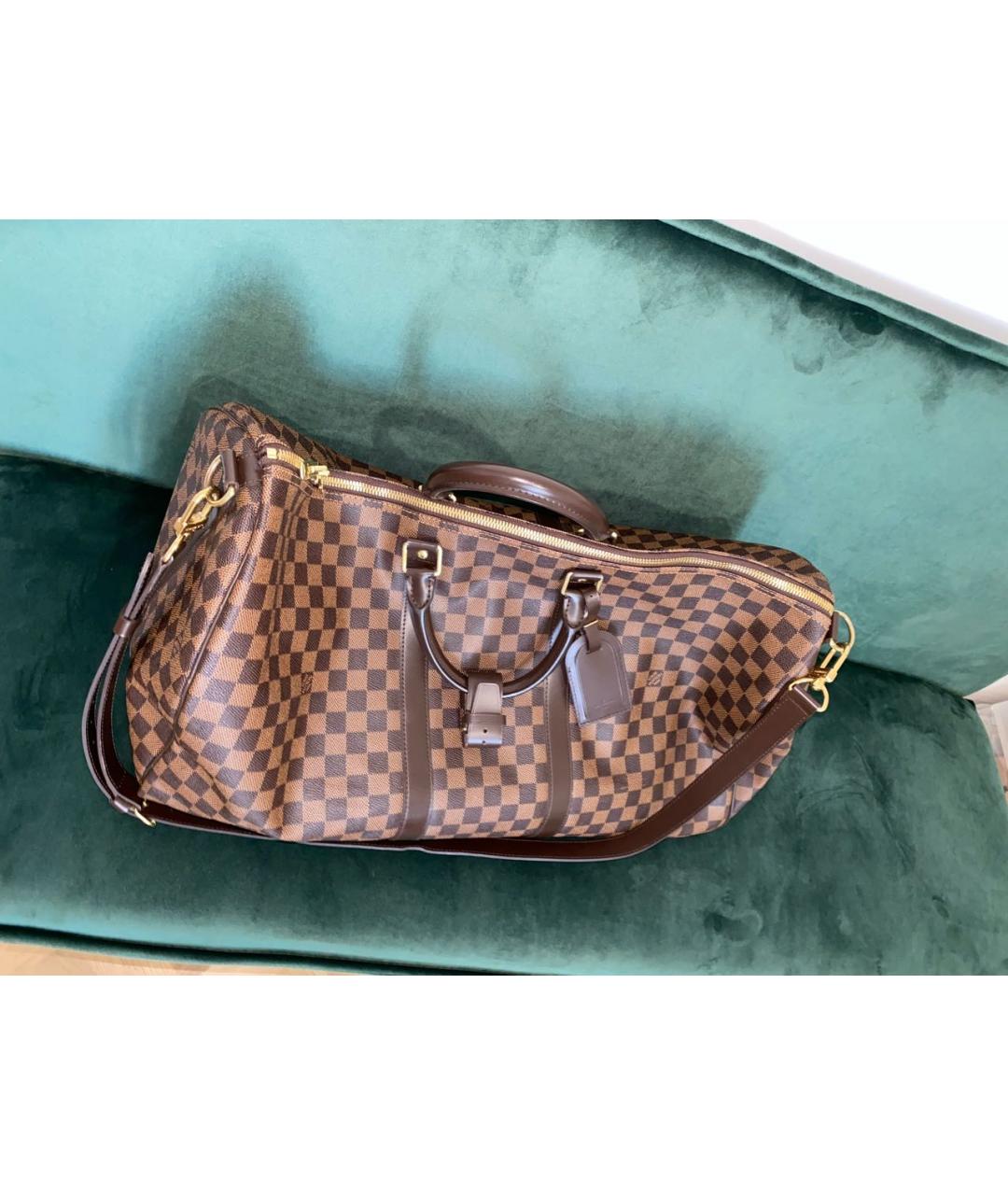 LOUIS VUITTON Коричневая канва дорожная/спортивная сумка, фото 5