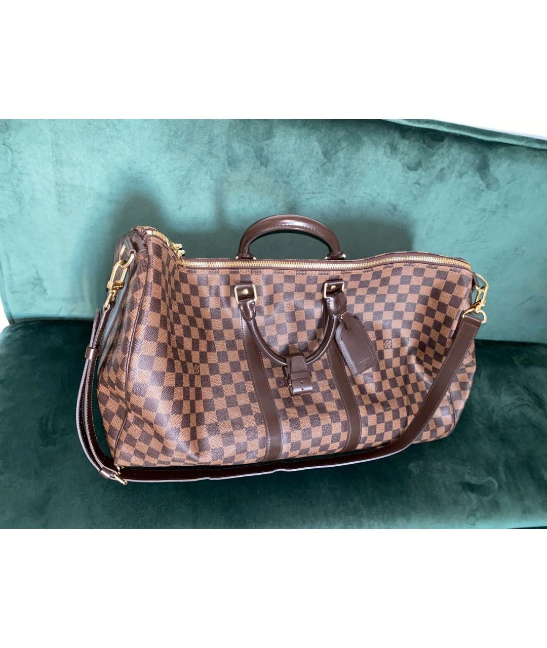LOUIS VUITTON Коричневая канва дорожная/спортивная сумка, фото 9