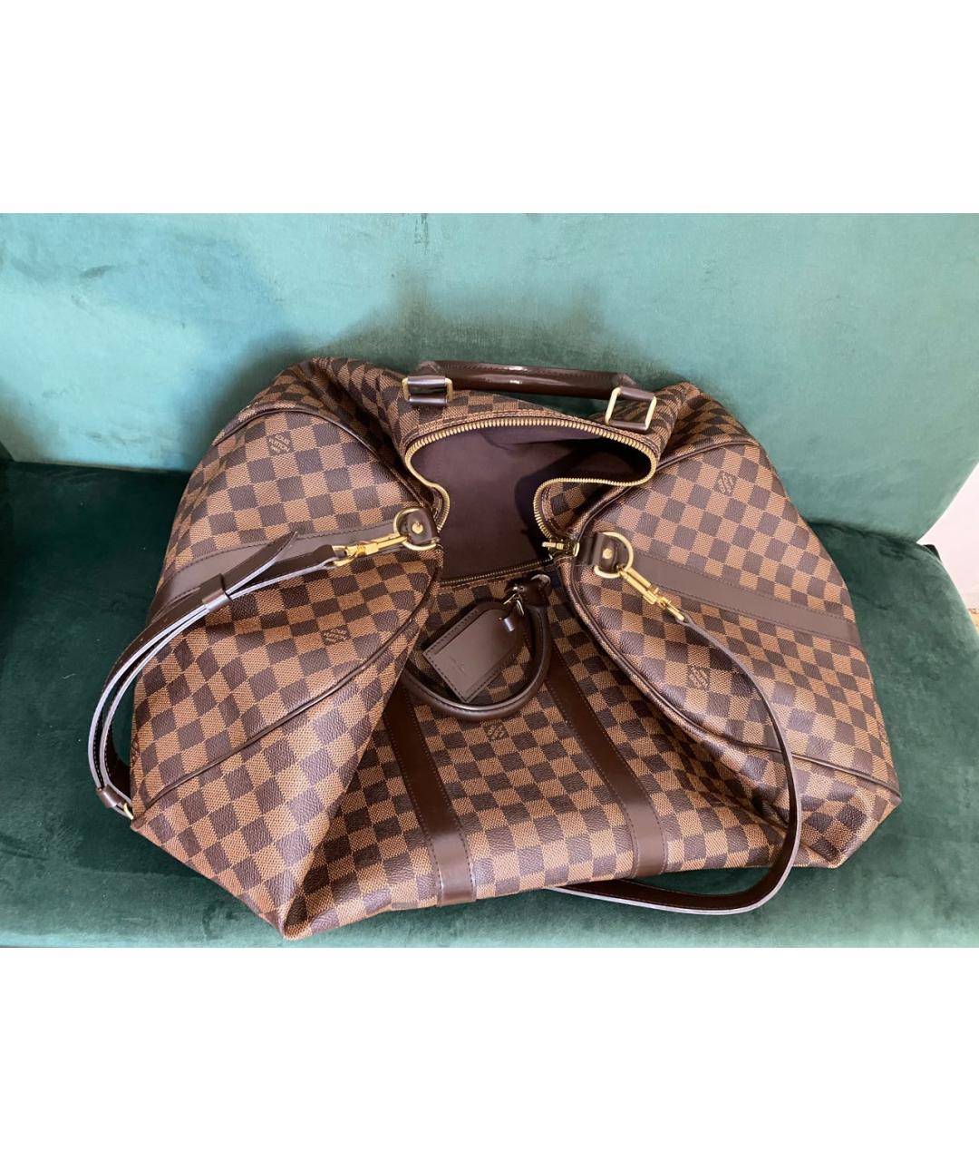 LOUIS VUITTON Коричневая канва дорожная/спортивная сумка, фото 4