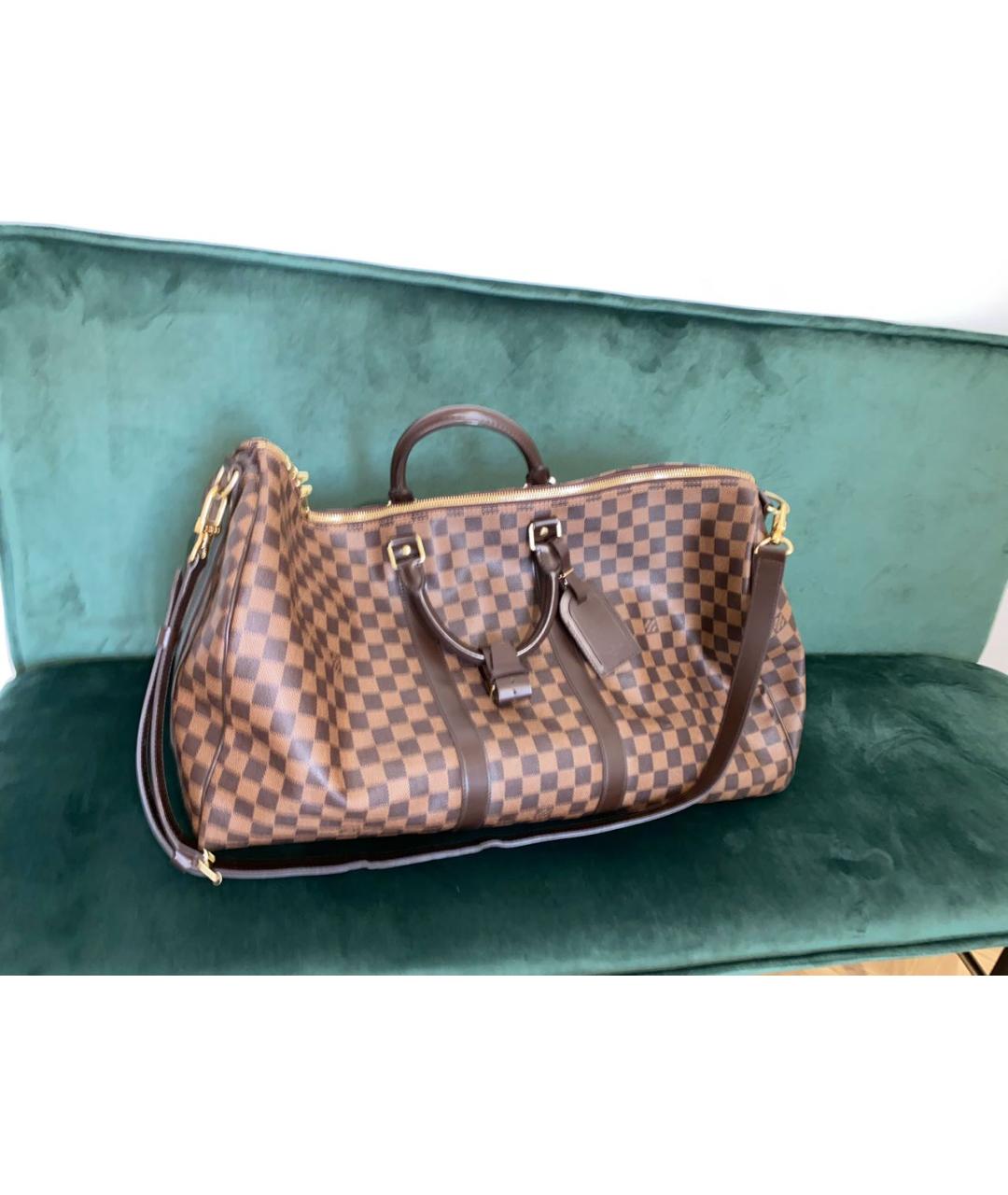 LOUIS VUITTON Коричневая канва дорожная/спортивная сумка, фото 8