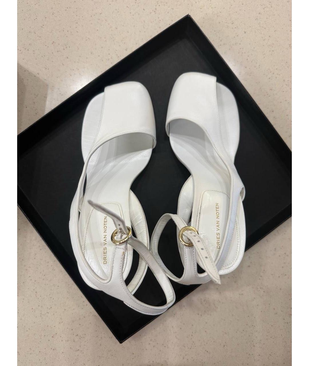 DRIES VAN NOTEN Белые кожаные босоножки, фото 2