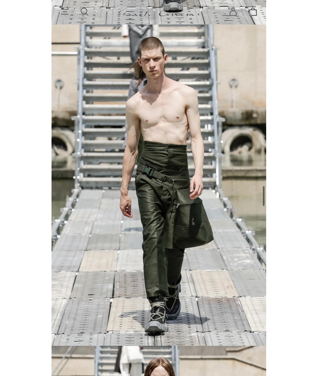 RICK OWENS Зеленые хлопковые прямые джинсы, фото 5