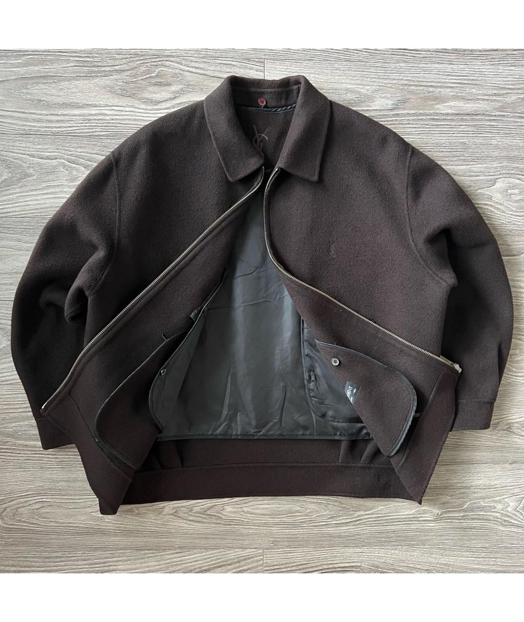 SAINT LAURENT Коричневая шерстяная куртка, фото 9