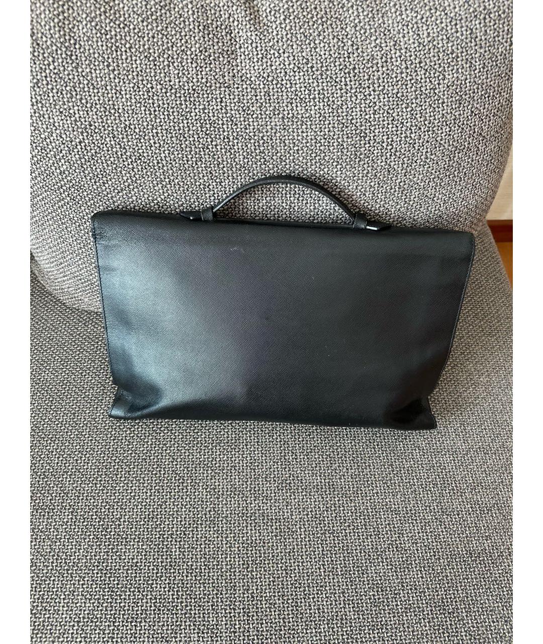 GIORGIO ARMANI Черный кожаный портфель, фото 3