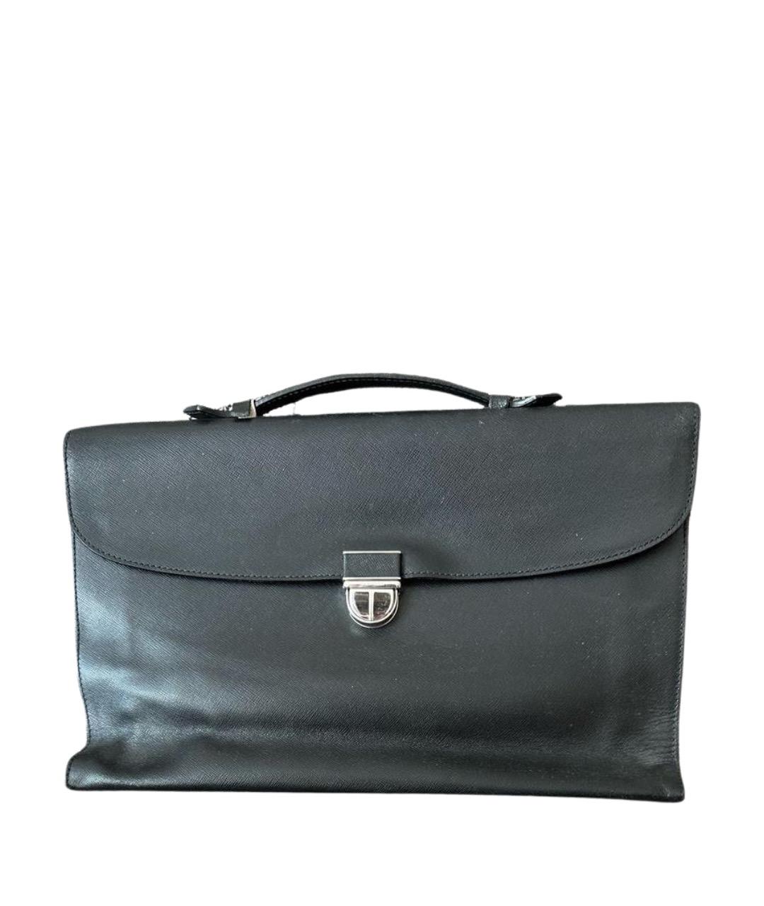 GIORGIO ARMANI Черный кожаный портфель, фото 1