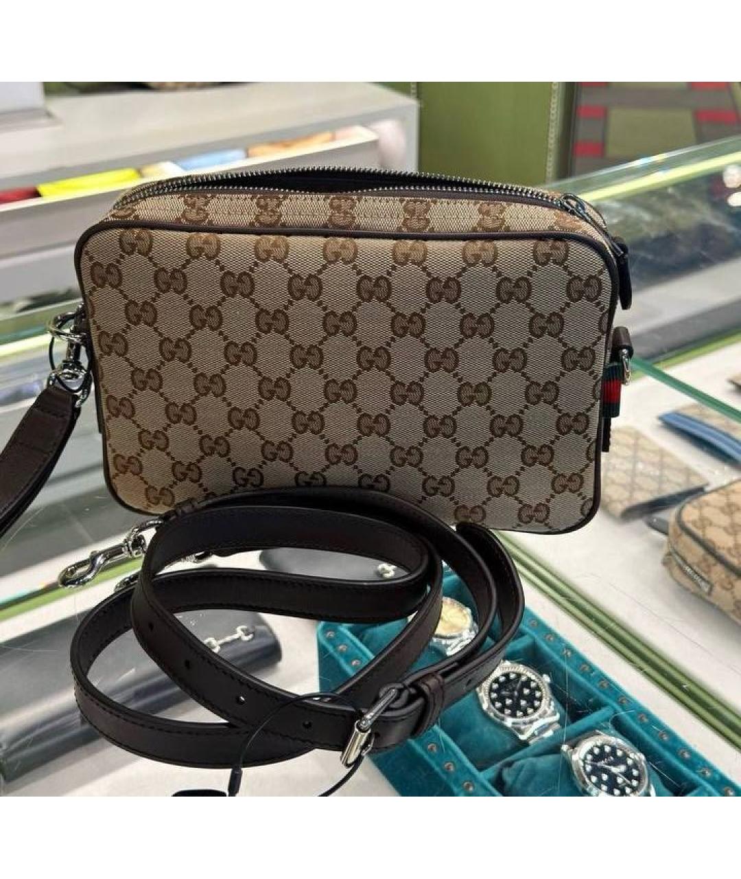 GUCCI Бежевая канва сумка на плечо, фото 8