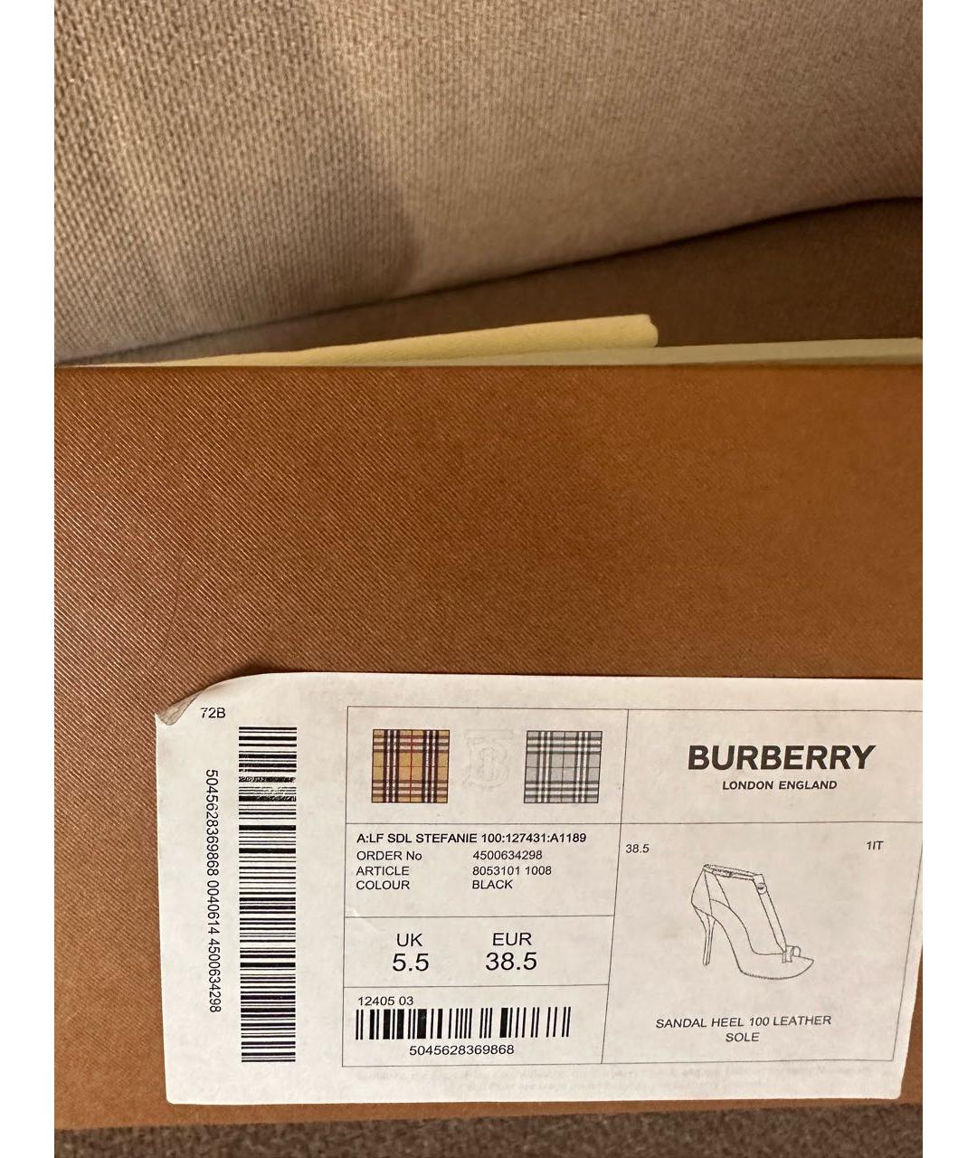 BURBERRY Черные кожаные босоножки, фото 5