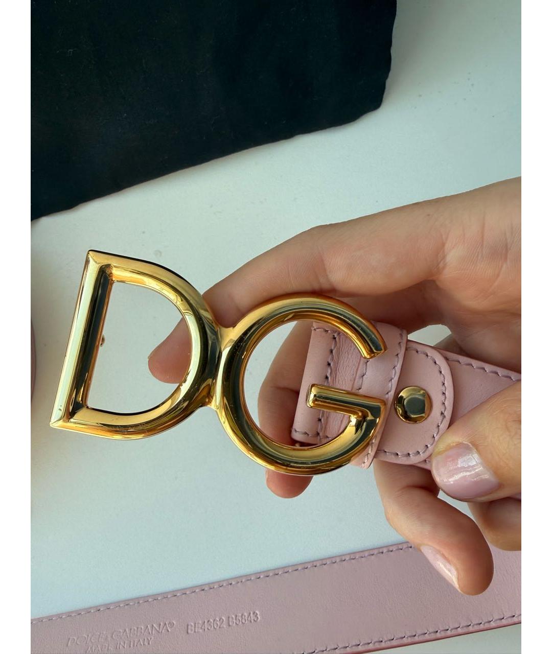 DOLCE&GABBANA Розовый кожаный ремень, фото 5