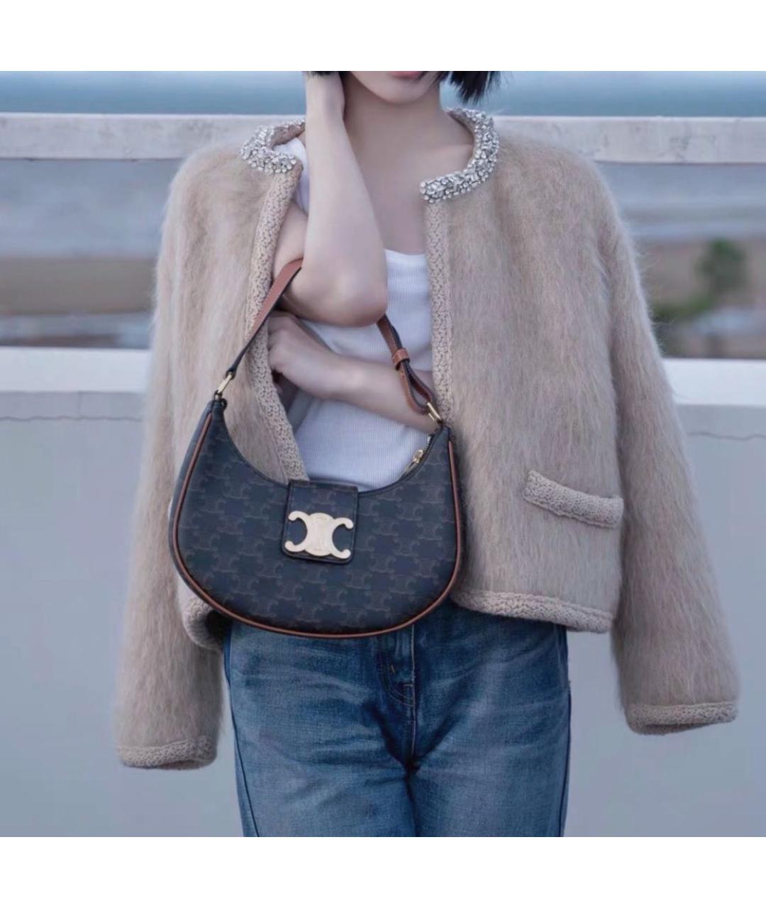 CELINE Коричневая канва сумка через плечо, фото 6
