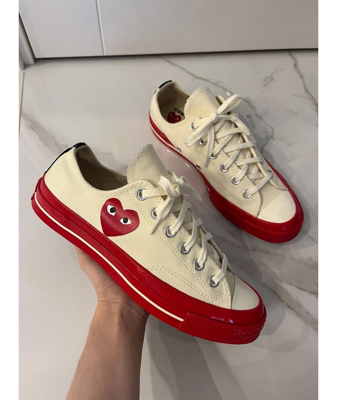 COMME DES GARÇONS PLAY Бежевые текстильные кеды, фото 6