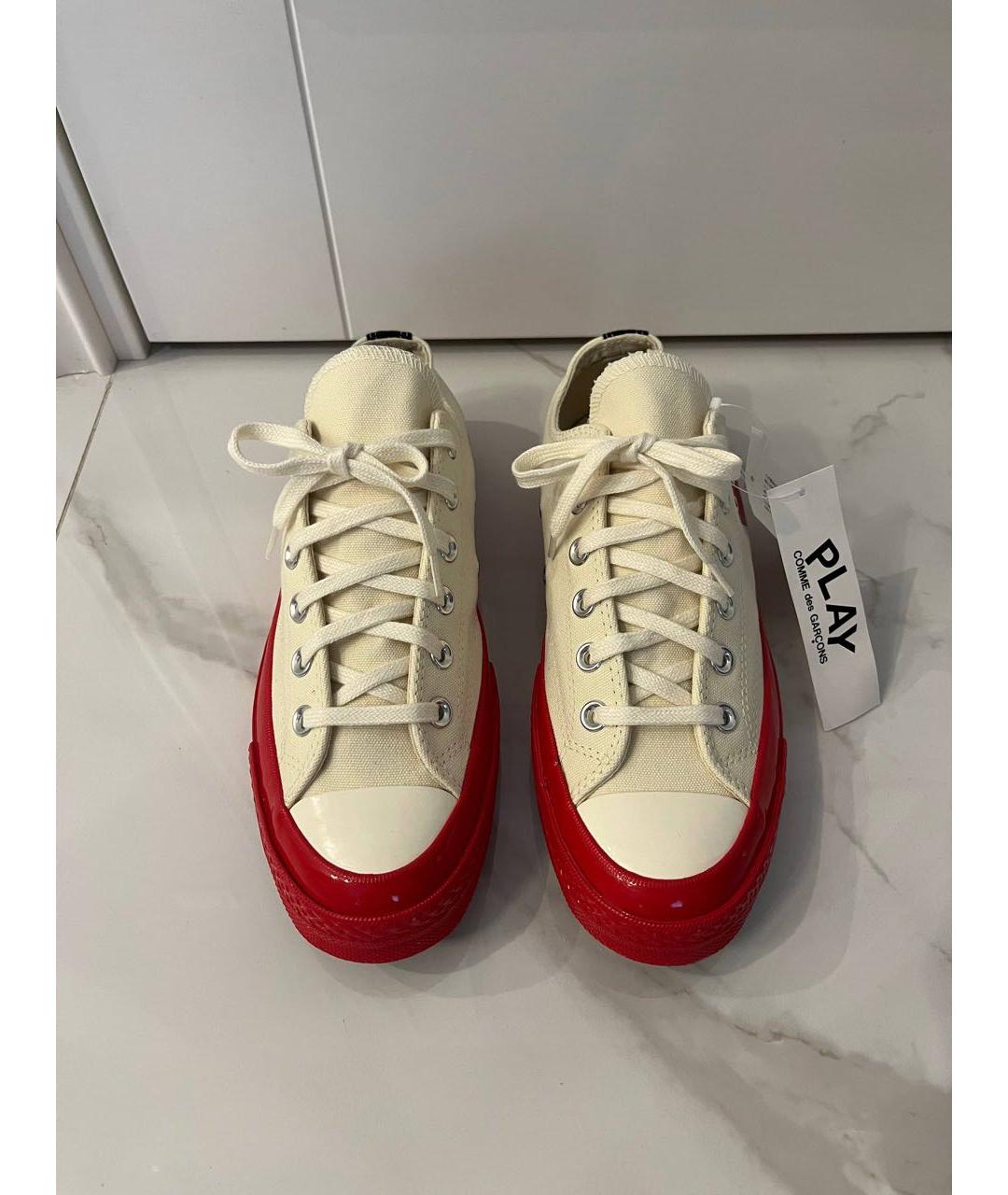COMME DES GARÇONS PLAY Бежевые текстильные кеды, фото 2