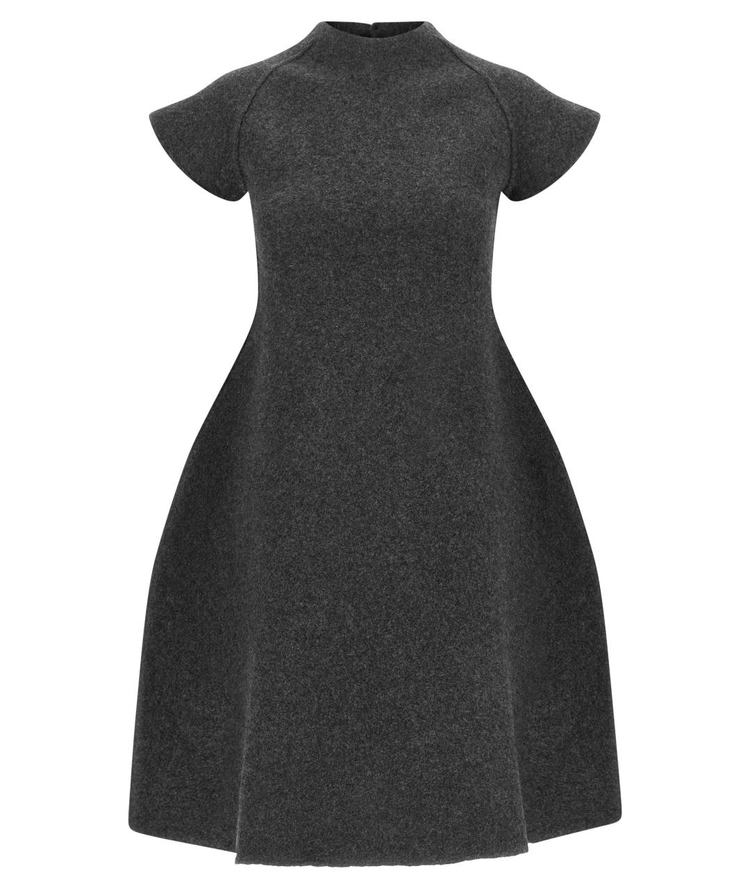 JIL SANDER Серое шерстяное повседневное платье, фото 1