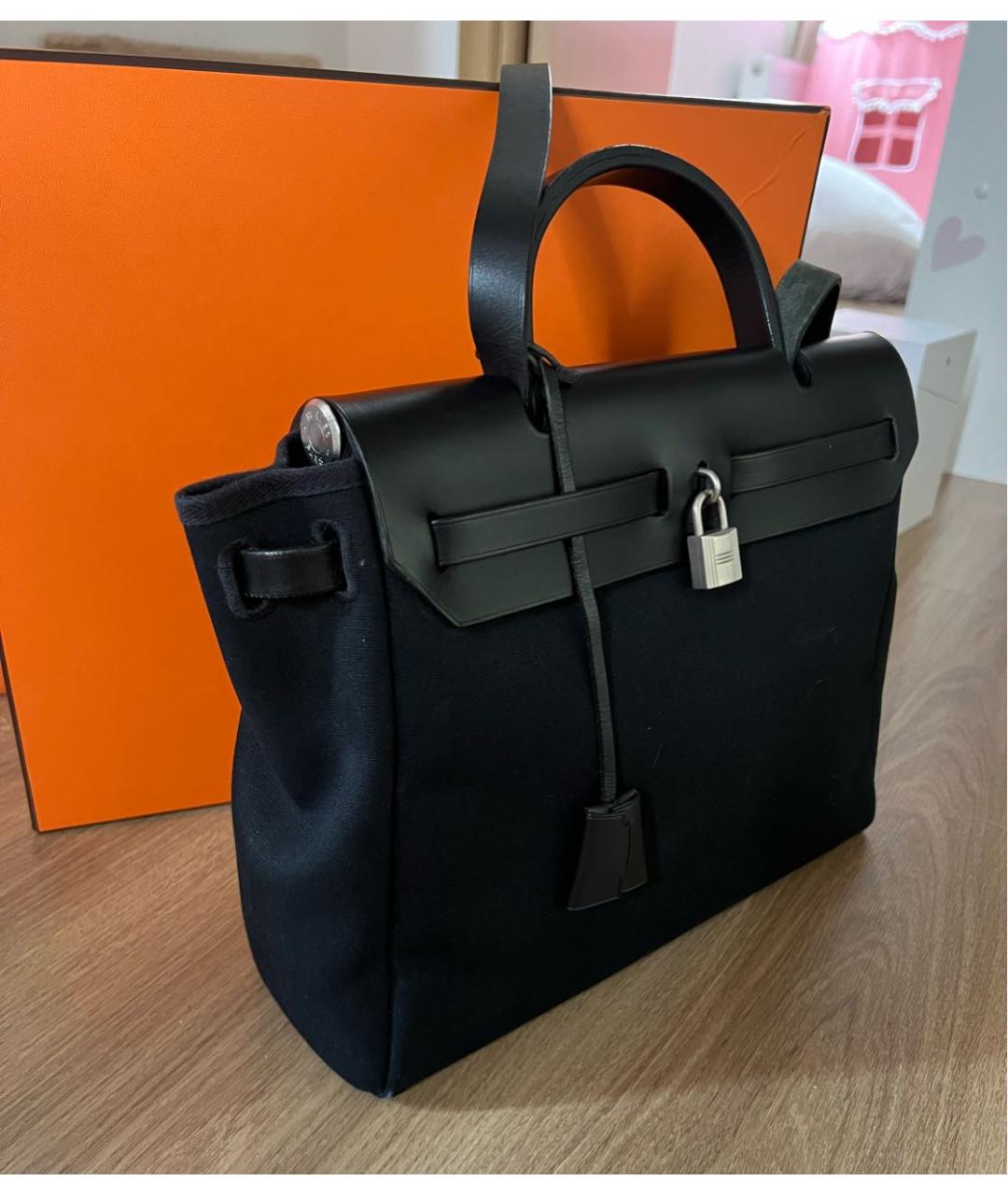 HERMES Черная тканевая сумка через плечо, фото 3