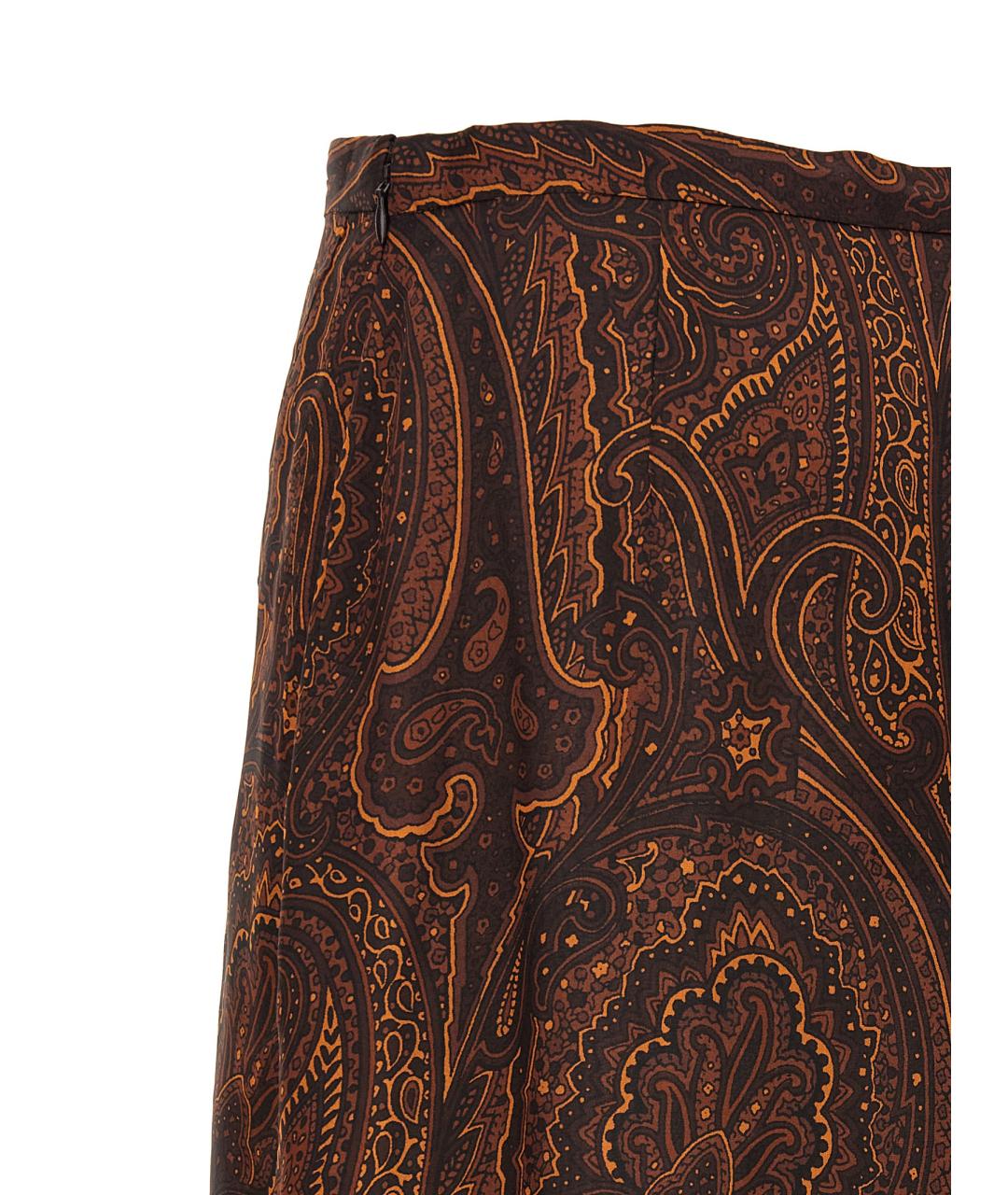 ETRO Коричневая шелковая юбка макси, фото 4