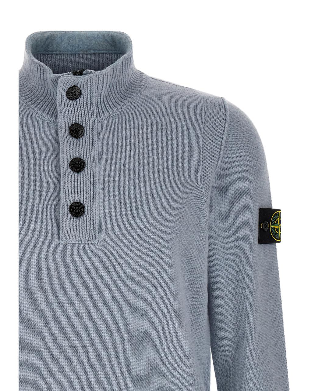 STONE ISLAND Голубой шерстяной джемпер / свитер, фото 3