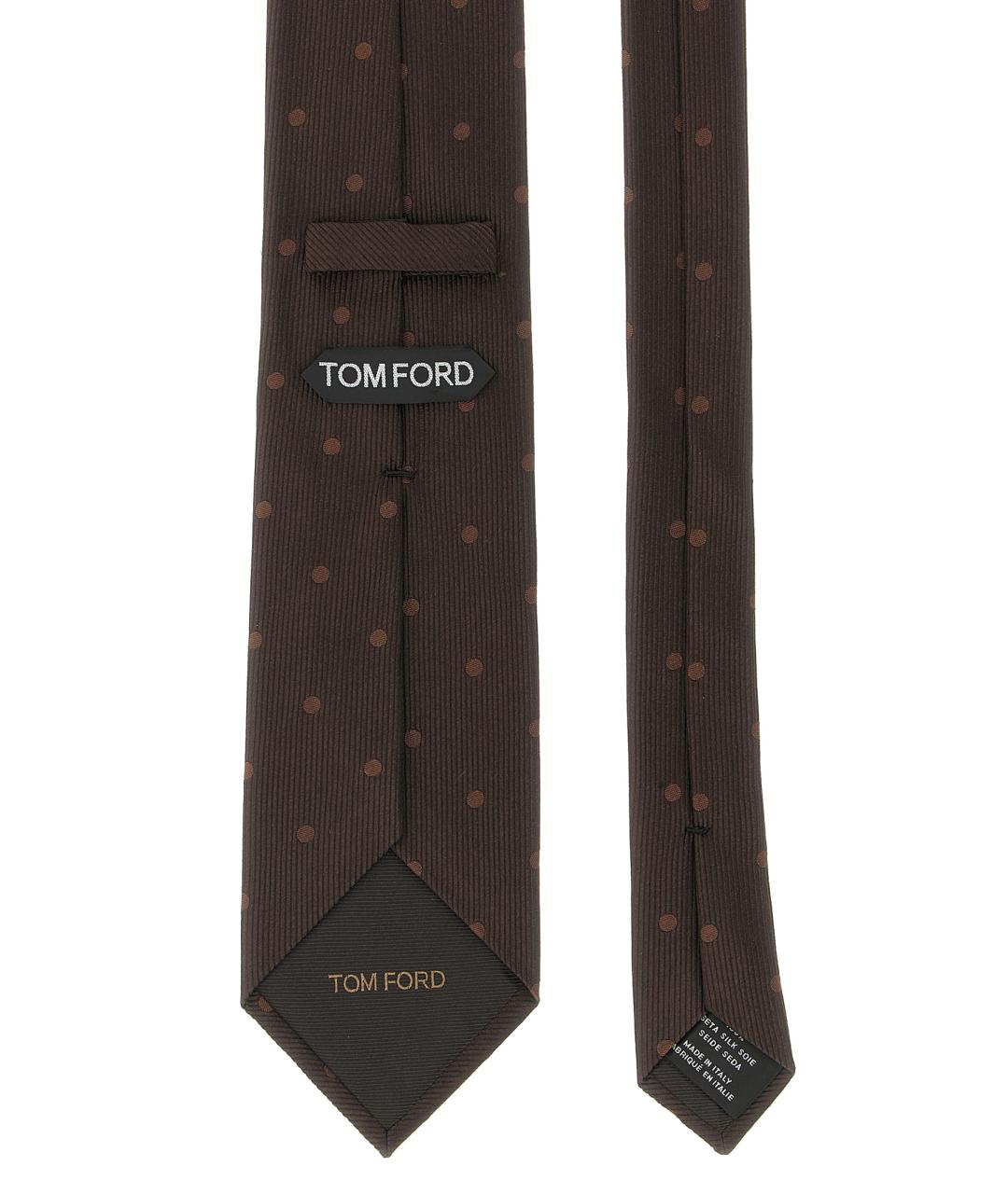 TOM FORD Коричневый шелковый галстук, фото 2