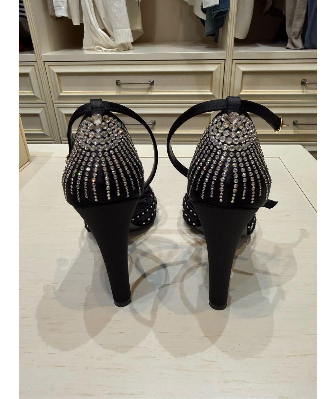 CELINE Черные текстильные босоножки, фото 4
