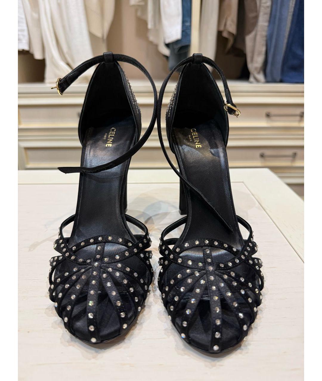 CELINE Черные текстильные босоножки, фото 2