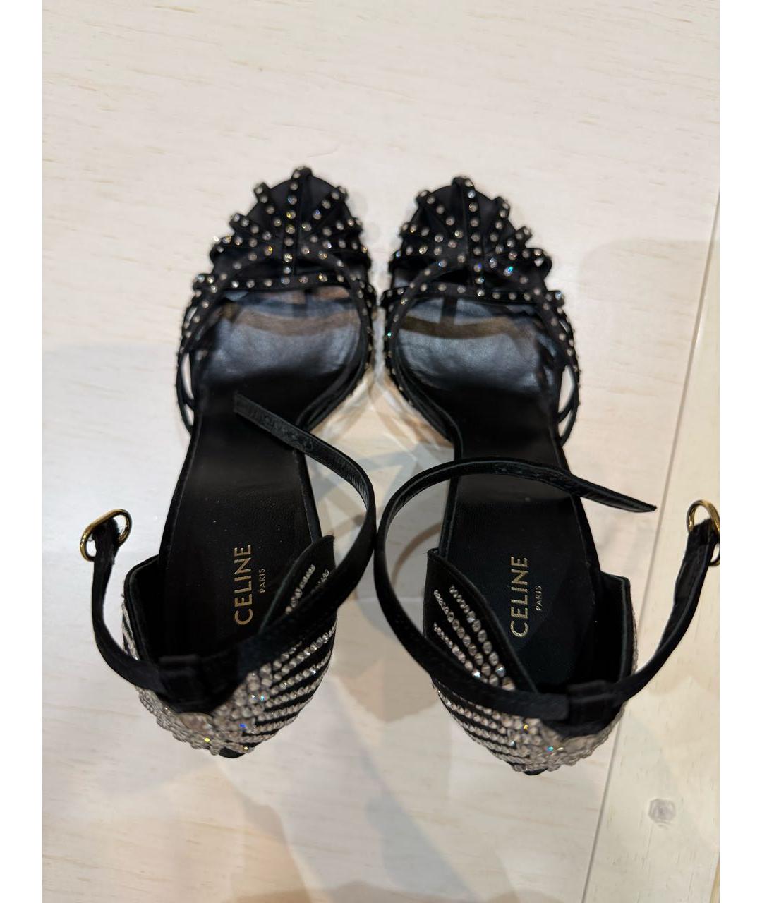 CELINE Черные текстильные босоножки, фото 3