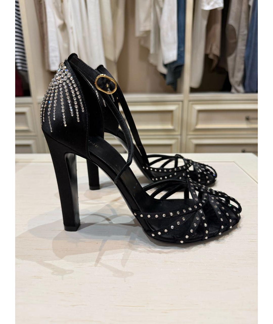 CELINE Черные текстильные босоножки, фото 9