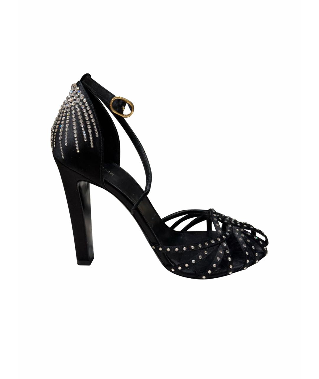 CELINE Черные текстильные босоножки, фото 1