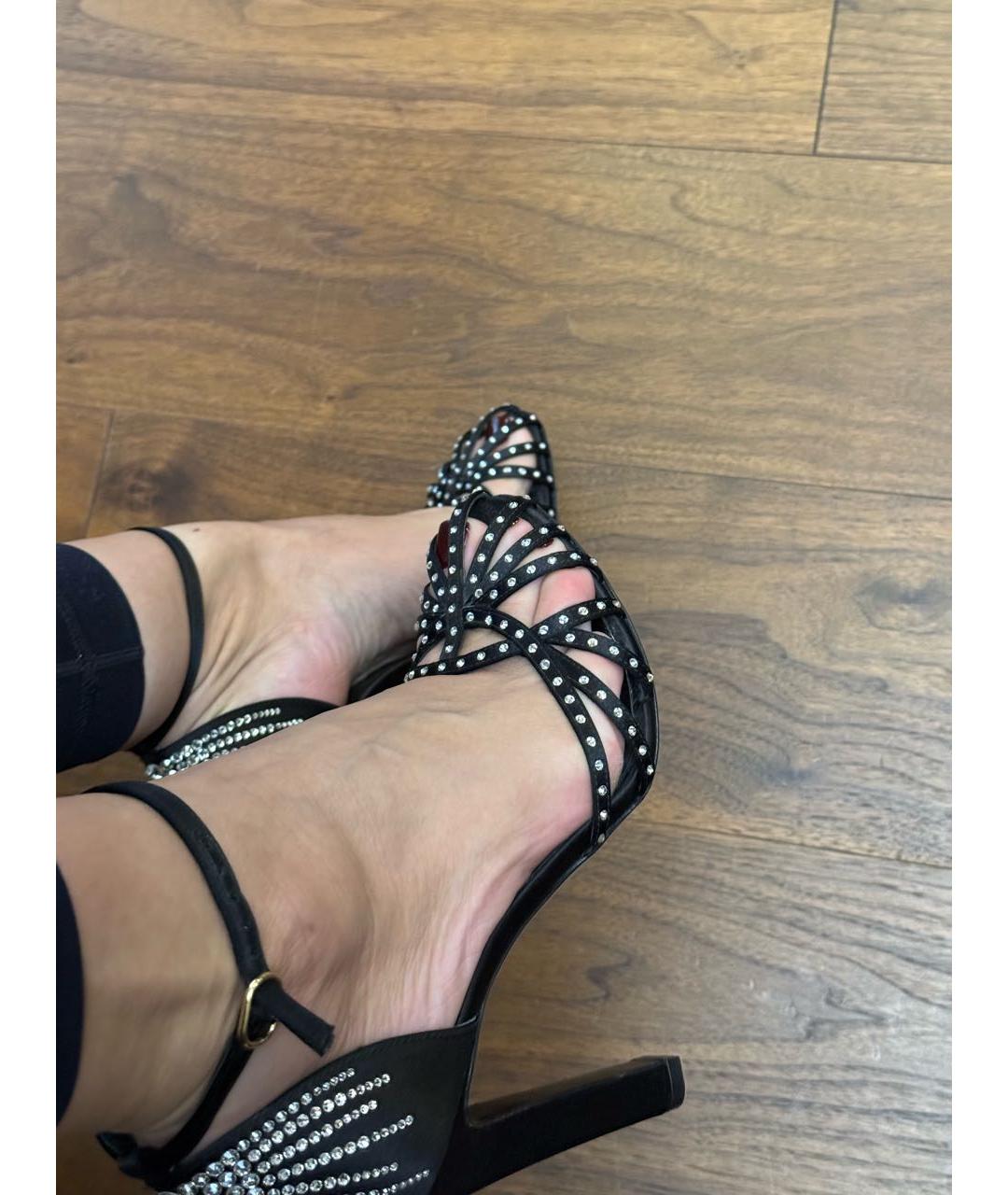 CELINE Черные текстильные босоножки, фото 7
