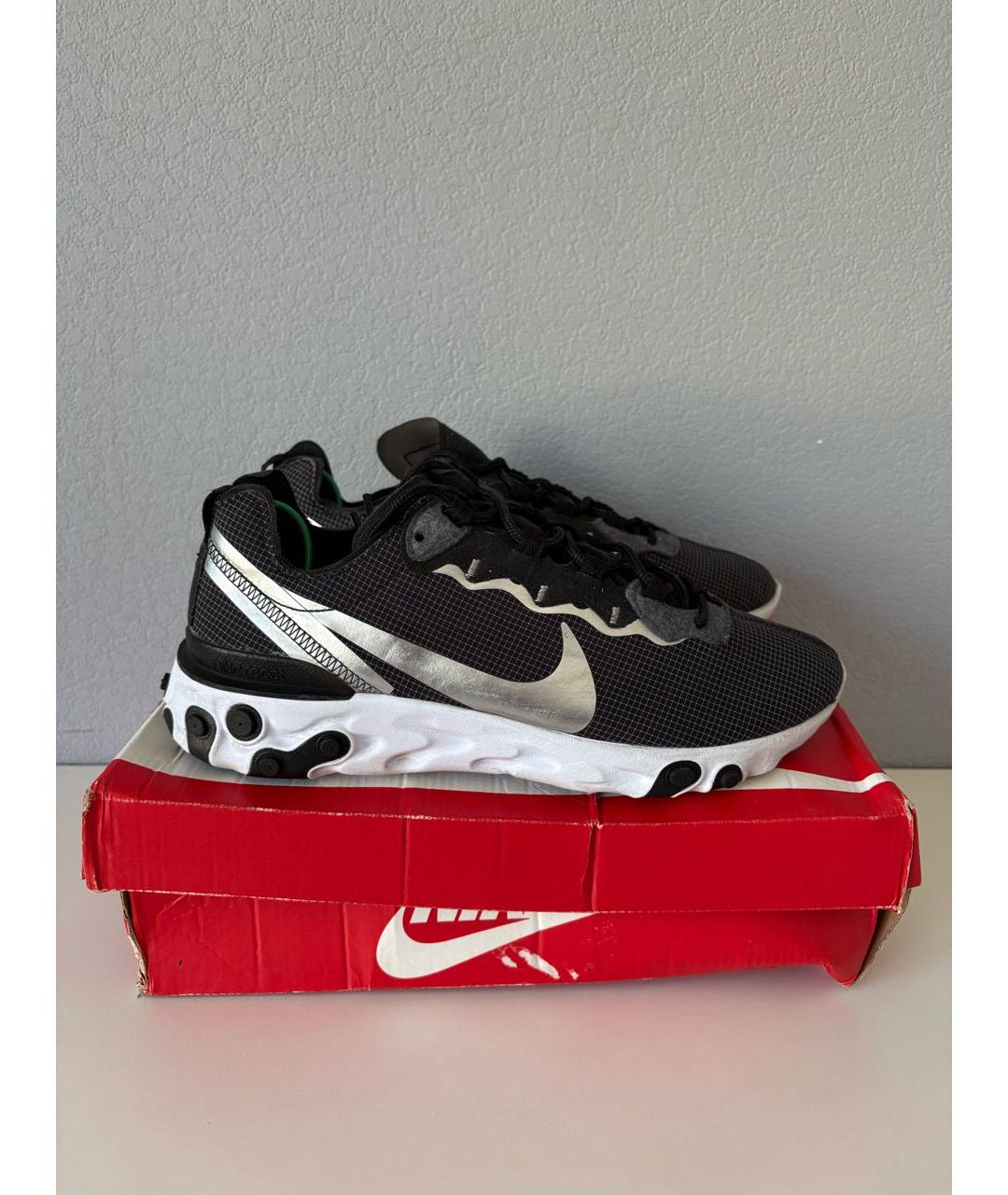 NIKE Черные текстильные низкие кроссовки / кеды, фото 4