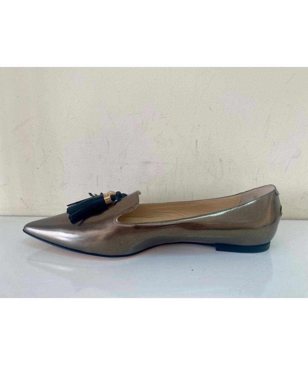 JIMMY CHOO Золотые кожаные балетки, фото 6