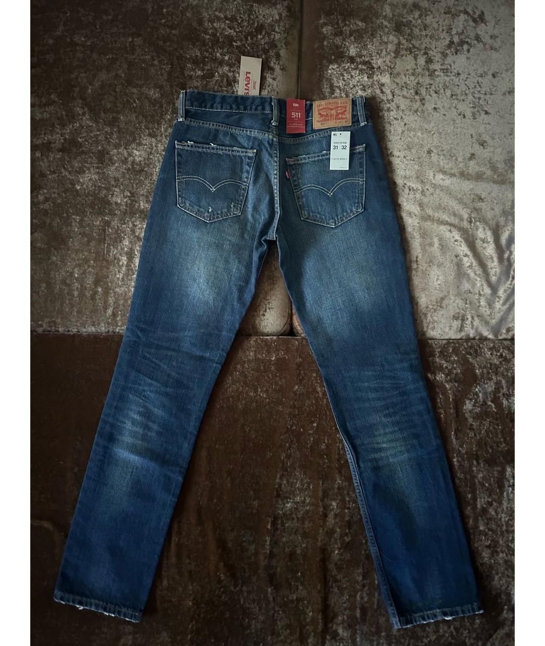 LEVI'S Темно-синие хлопковые джинсы скинни, фото 2