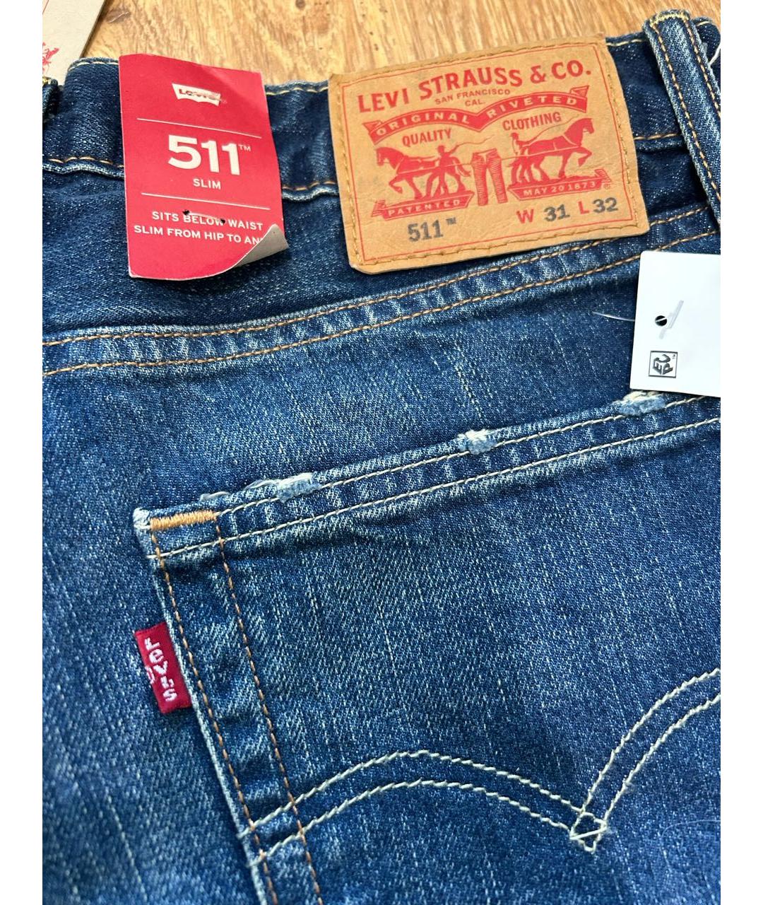 LEVI'S Темно-синие хлопковые джинсы скинни, фото 4