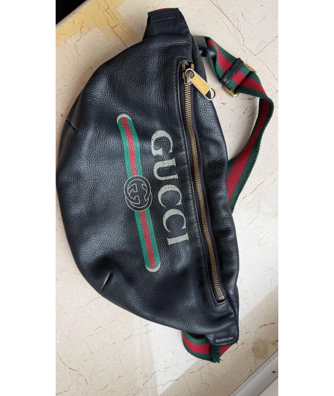 GUCCI Черная кожаная сумка на плечо, фото 4