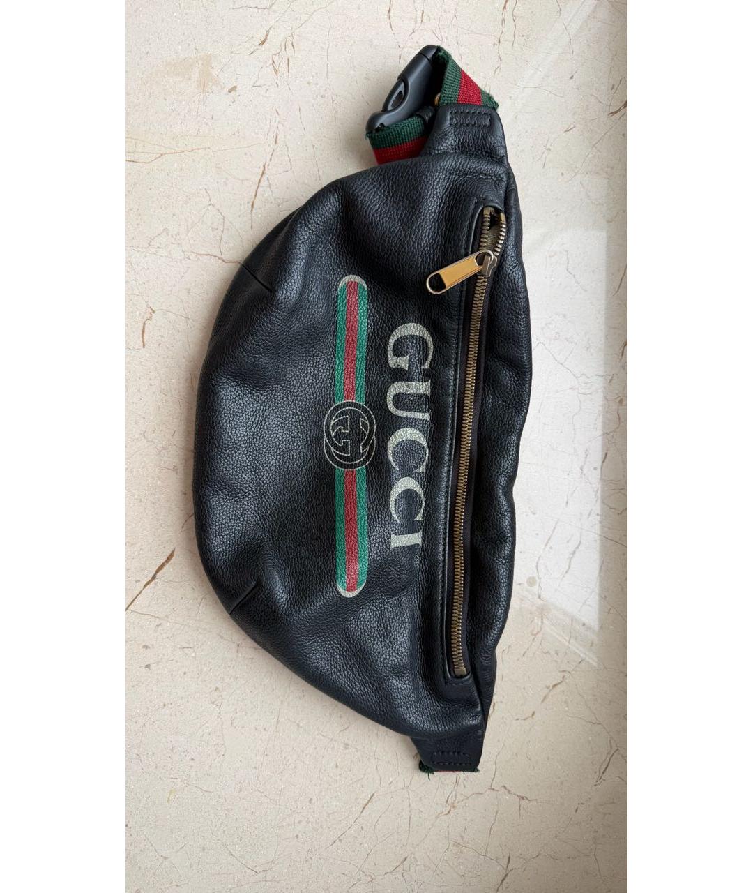 GUCCI Черная кожаная сумка на плечо, фото 8