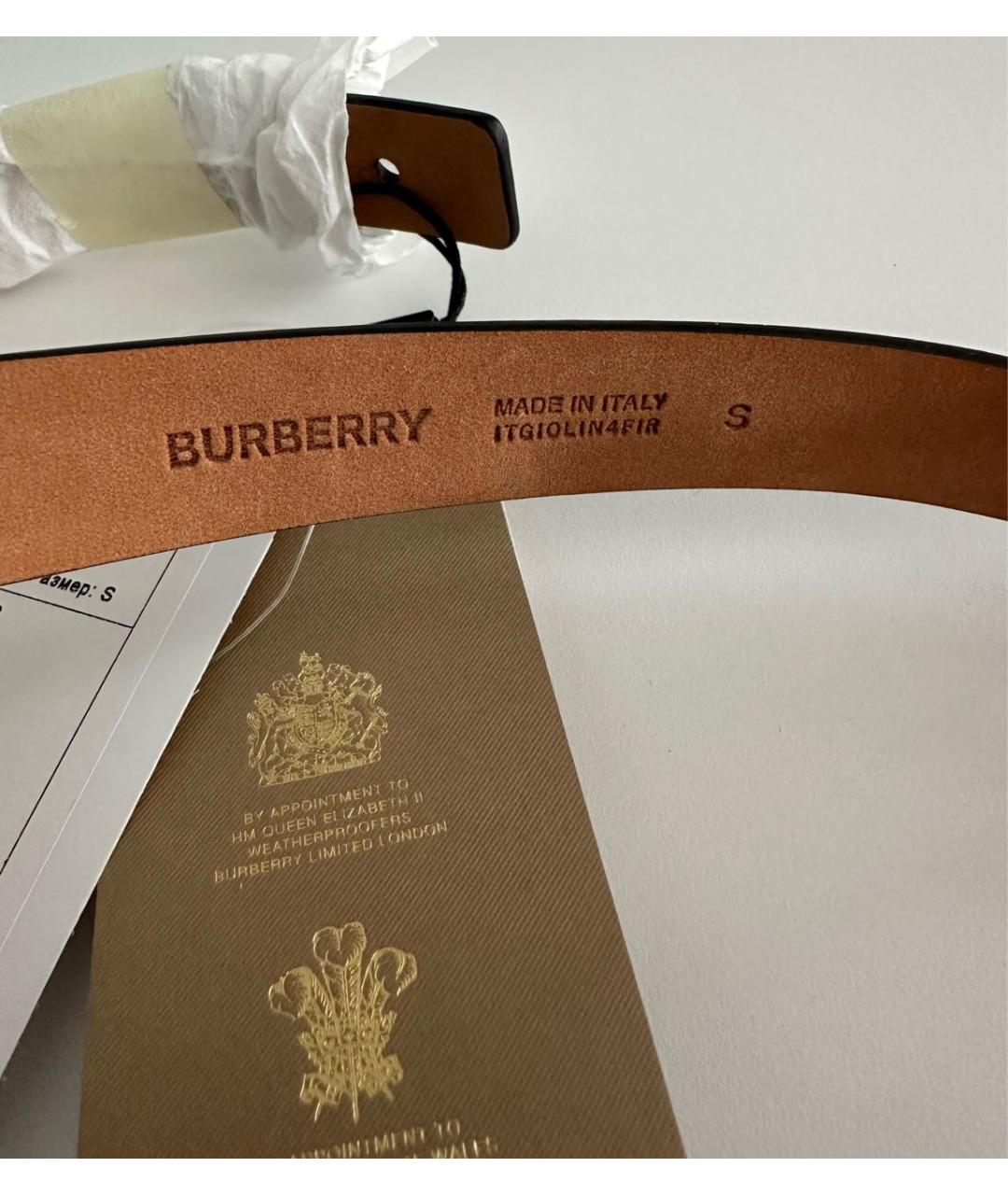 BURBERRY Черный кожаный ремень, фото 3