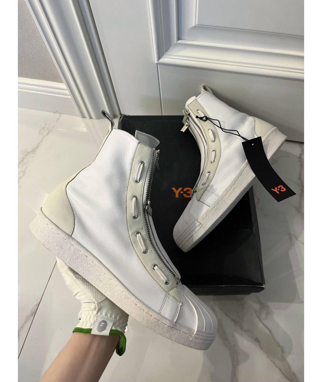 Y-3 Белые кожаные высокие кроссовки / кеды, фото 6