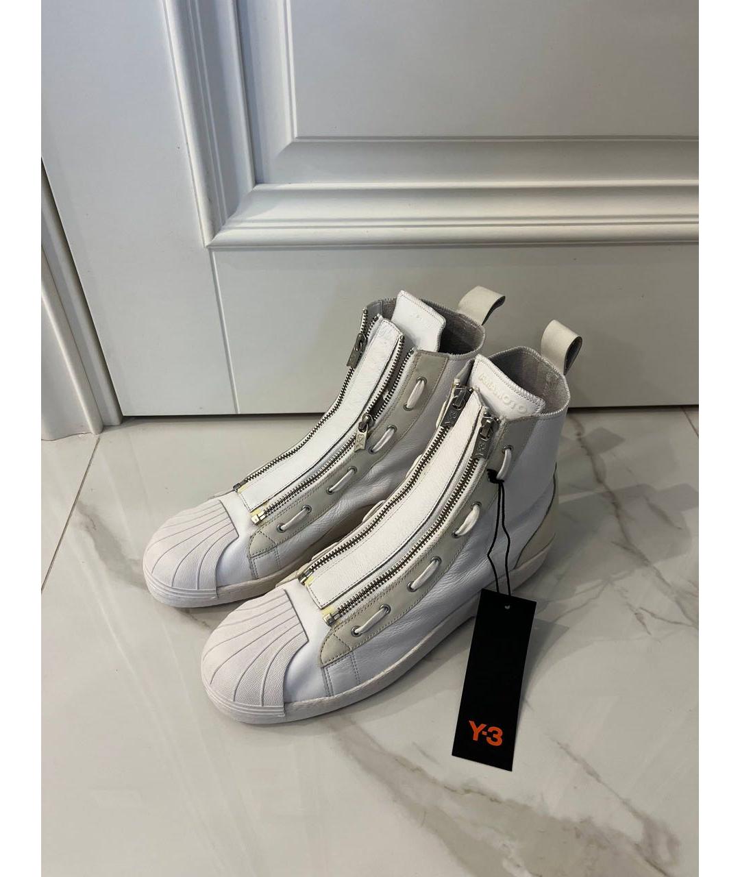 Y-3 Белые кожаные высокие кроссовки / кеды, фото 2