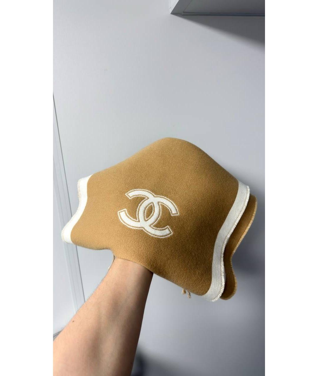 CHANEL Горчичный шерстяной шарф, фото 3