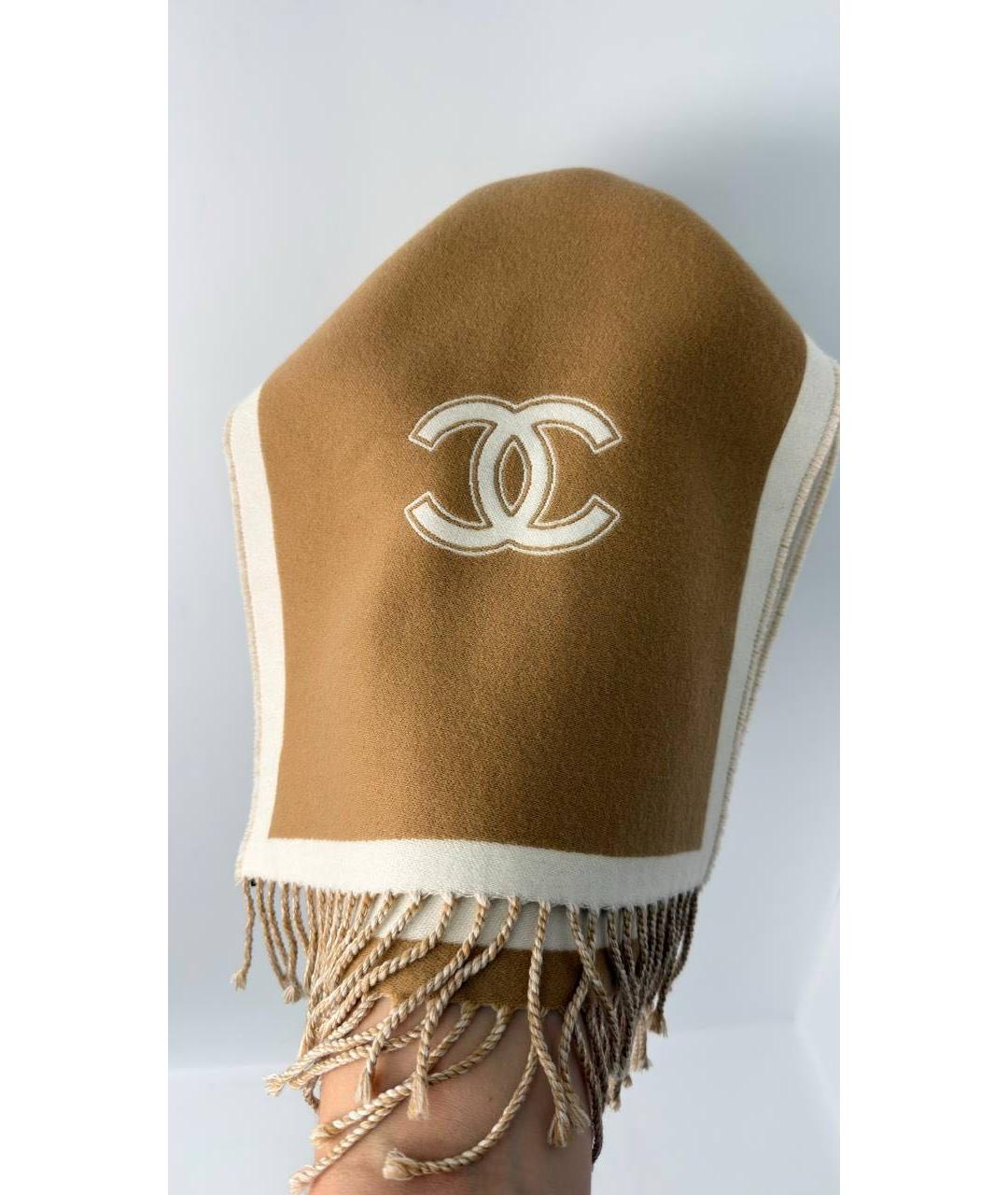 CHANEL Горчичный шерстяной шарф, фото 8