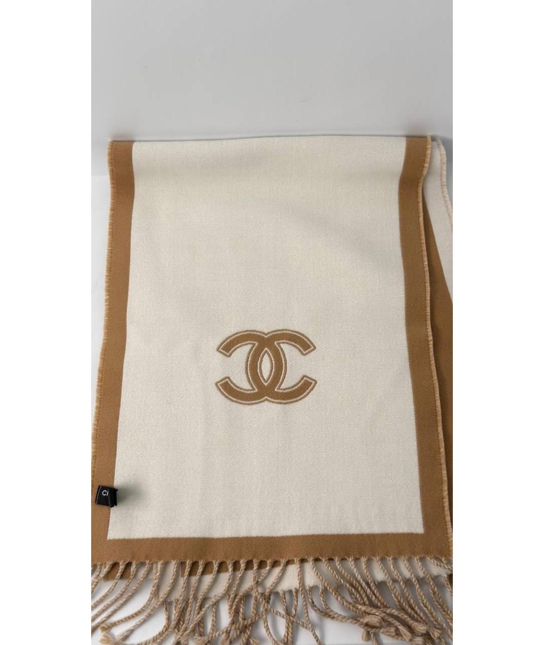 CHANEL Горчичный шерстяной шарф, фото 8