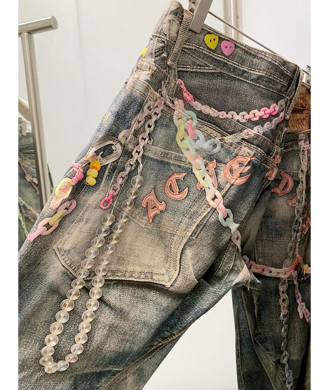 ACNE STUDIOS Голубые хлопковые прямые джинсы, фото 4