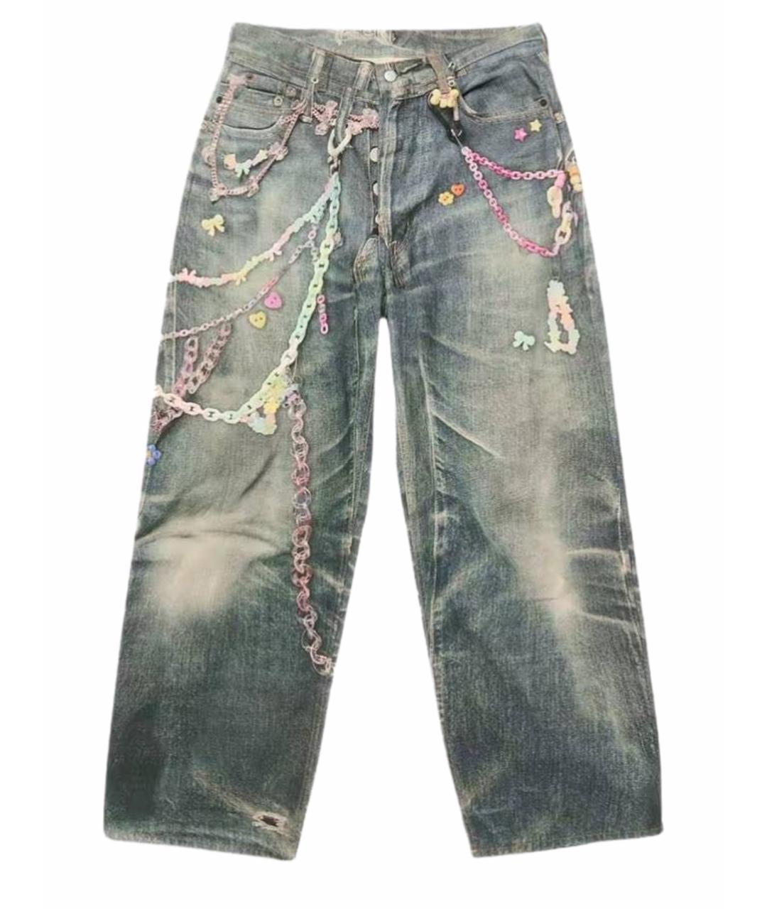 ACNE STUDIOS Голубые хлопковые прямые джинсы, фото 1