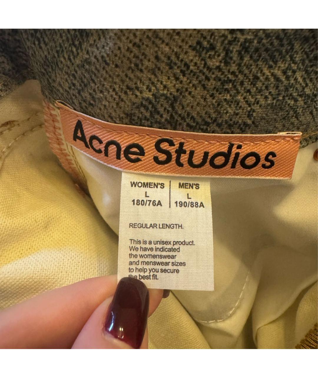 ACNE STUDIOS Голубые хлопковые прямые джинсы, фото 3