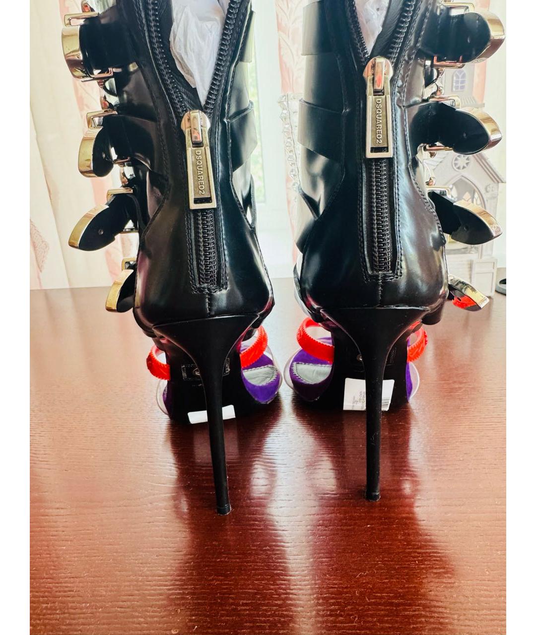 DSQUARED2 Черные кожаные босоножки, фото 3