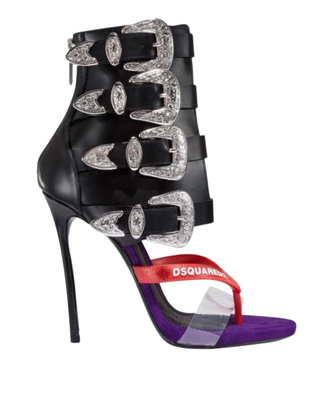 DSQUARED2 Черные кожаные босоножки, фото 1
