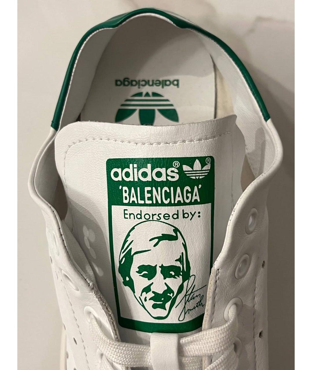 BALENCIAGA Белые кожаные низкие кроссовки / кеды, фото 5