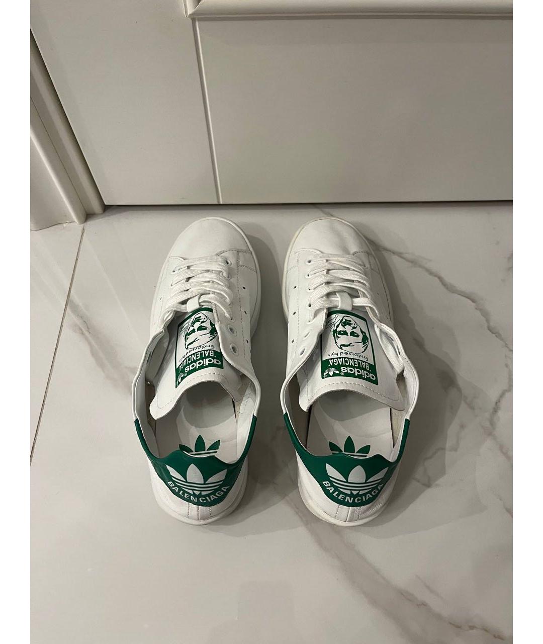 BALENCIAGA Белые кожаные низкие кроссовки / кеды, фото 3