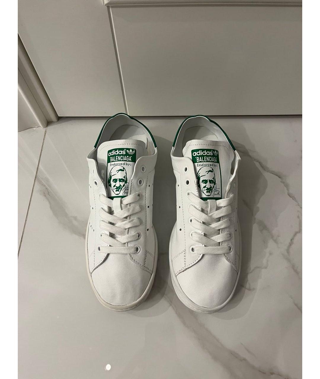 BALENCIAGA Белые кожаные низкие кроссовки / кеды, фото 2