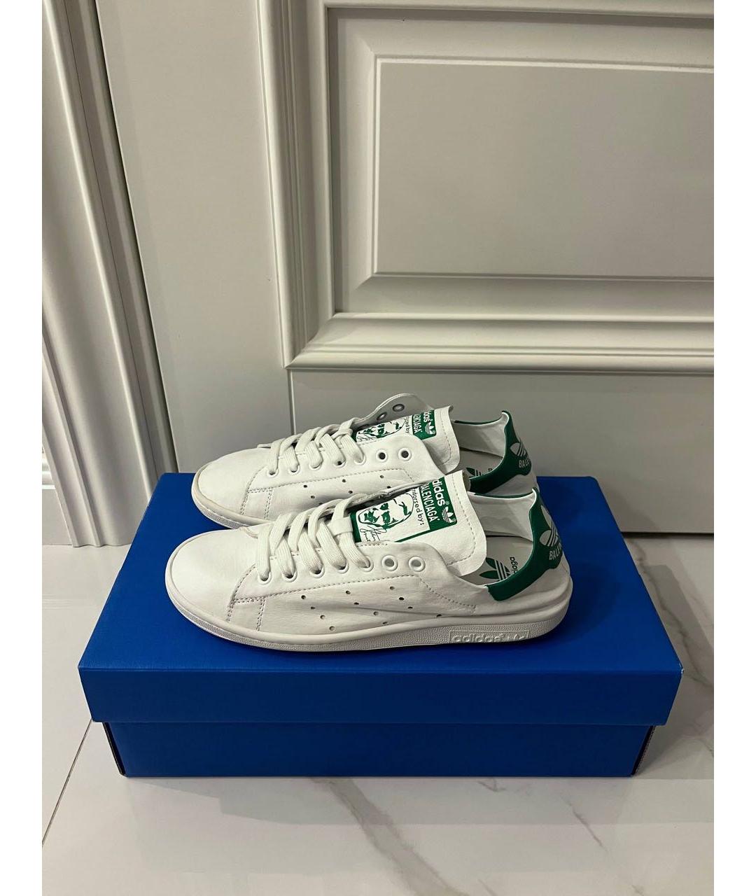 BALENCIAGA Белые кожаные низкие кроссовки / кеды, фото 6